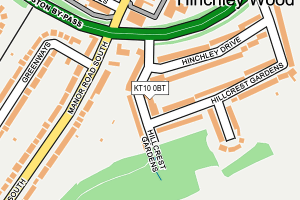KT10 0BT map - OS OpenMap – Local (Ordnance Survey)
