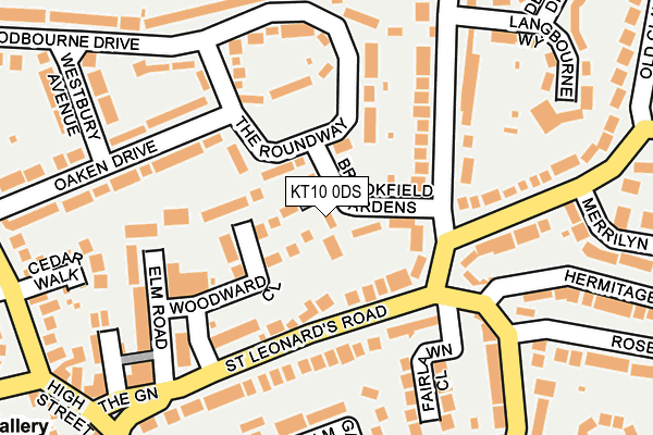 KT10 0DS map - OS OpenMap – Local (Ordnance Survey)
