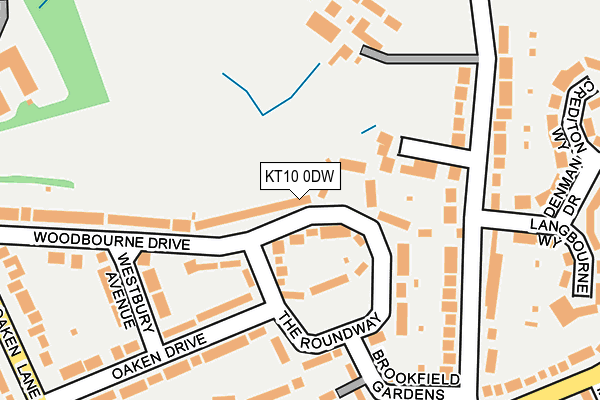 KT10 0DW map - OS OpenMap – Local (Ordnance Survey)