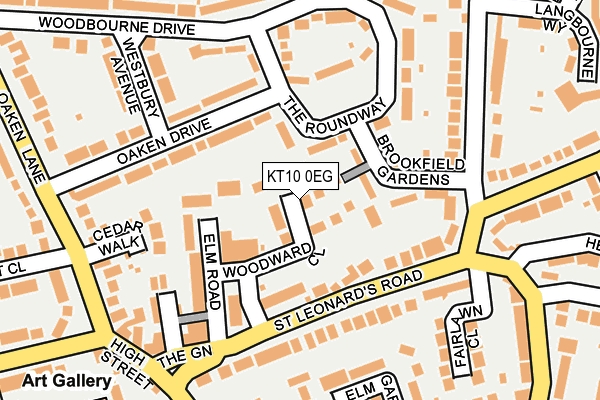 KT10 0EG map - OS OpenMap – Local (Ordnance Survey)