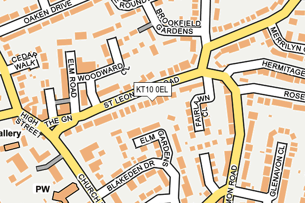 KT10 0EL map - OS OpenMap – Local (Ordnance Survey)