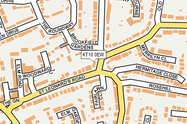 KT10 0EW map - OS OpenMap – Local (Ordnance Survey)