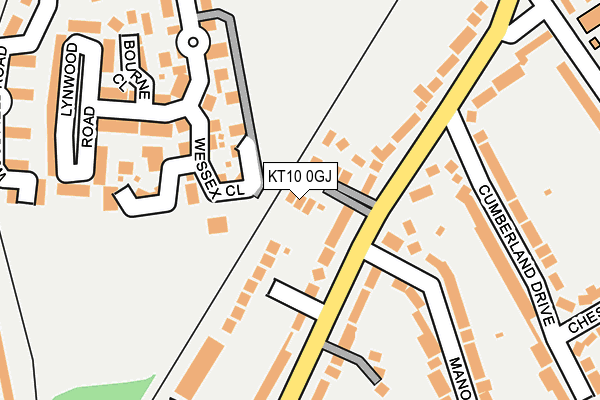 KT10 0GJ map - OS OpenMap – Local (Ordnance Survey)