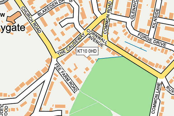 KT10 0HD map - OS OpenMap – Local (Ordnance Survey)