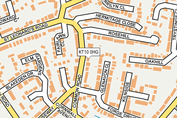 KT10 0HG map - OS OpenMap – Local (Ordnance Survey)