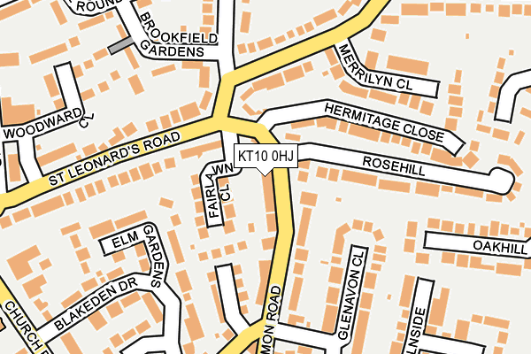 KT10 0HJ map - OS OpenMap – Local (Ordnance Survey)