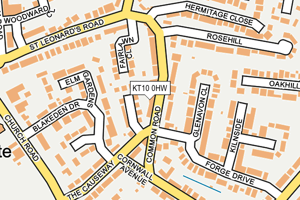 KT10 0HW map - OS OpenMap – Local (Ordnance Survey)