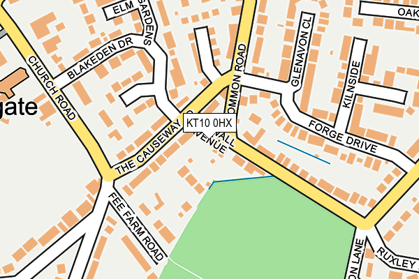 KT10 0HX map - OS OpenMap – Local (Ordnance Survey)