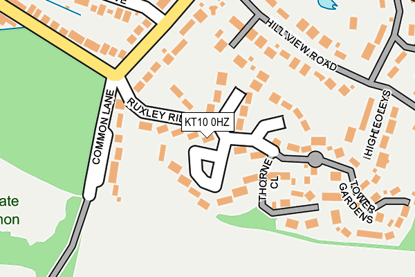 KT10 0HZ map - OS OpenMap – Local (Ordnance Survey)