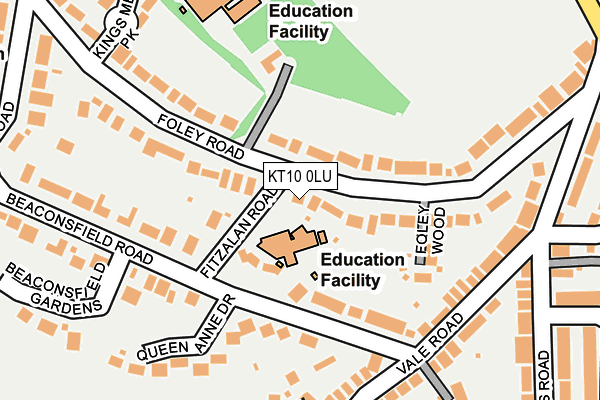 KT10 0LU map - OS OpenMap – Local (Ordnance Survey)