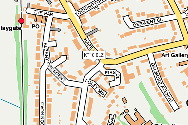 KT10 0LZ map - OS OpenMap – Local (Ordnance Survey)