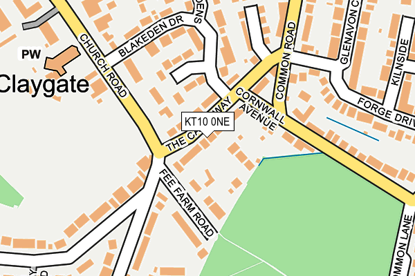 KT10 0NE map - OS OpenMap – Local (Ordnance Survey)