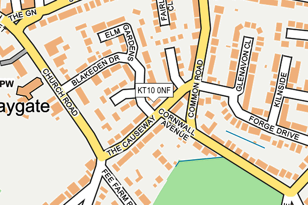 KT10 0NF map - OS OpenMap – Local (Ordnance Survey)