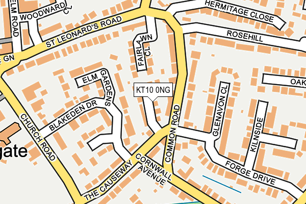 KT10 0NG map - OS OpenMap – Local (Ordnance Survey)