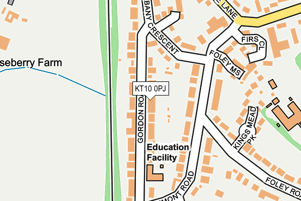 KT10 0PJ map - OS OpenMap – Local (Ordnance Survey)