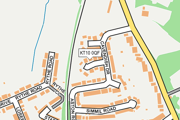 KT10 0QF map - OS OpenMap – Local (Ordnance Survey)