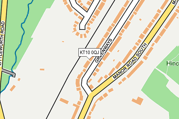KT10 0QJ map - OS OpenMap – Local (Ordnance Survey)