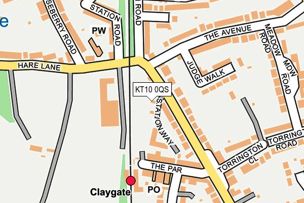 KT10 0QS map - OS OpenMap – Local (Ordnance Survey)