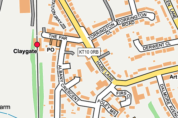 KT10 0RB map - OS OpenMap – Local (Ordnance Survey)