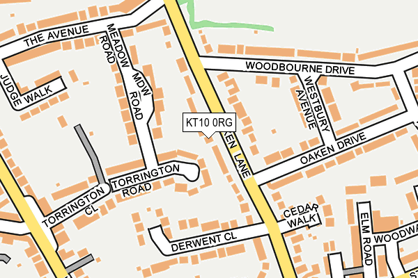 KT10 0RG map - OS OpenMap – Local (Ordnance Survey)