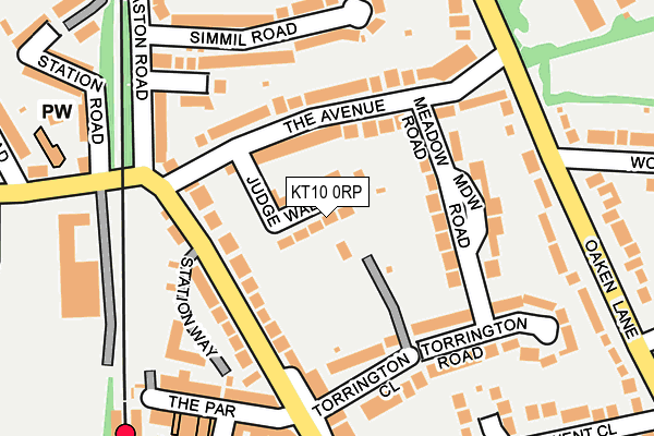 KT10 0RP map - OS OpenMap – Local (Ordnance Survey)