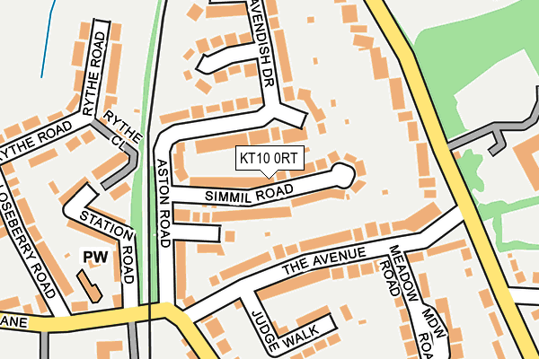 KT10 0RT map - OS OpenMap – Local (Ordnance Survey)