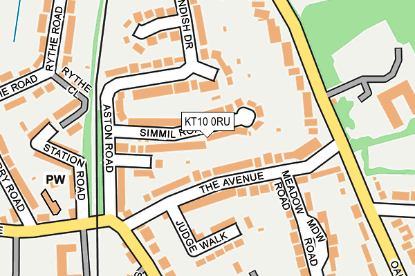 KT10 0RU map - OS OpenMap – Local (Ordnance Survey)