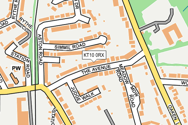 KT10 0RX map - OS OpenMap – Local (Ordnance Survey)