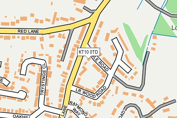 KT10 0TD map - OS OpenMap – Local (Ordnance Survey)