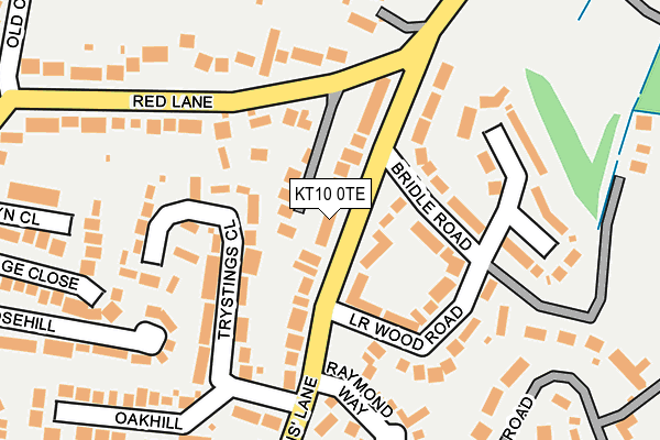 KT10 0TE map - OS OpenMap – Local (Ordnance Survey)