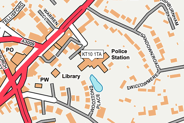 KT10 1TA map - OS OpenMap – Local (Ordnance Survey)