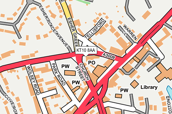 KT10 8AA map - OS OpenMap – Local (Ordnance Survey)