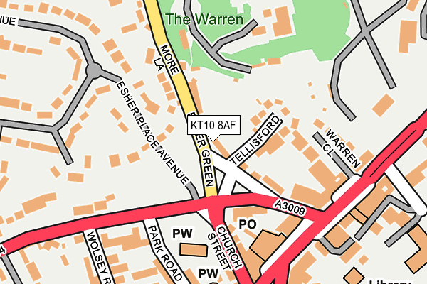 KT10 8AF map - OS OpenMap – Local (Ordnance Survey)