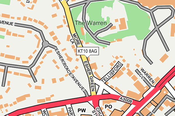 KT10 8AG map - OS OpenMap – Local (Ordnance Survey)