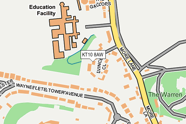 KT10 8AW map - OS OpenMap – Local (Ordnance Survey)