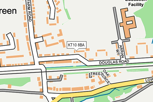 KT10 8BA map - OS OpenMap – Local (Ordnance Survey)