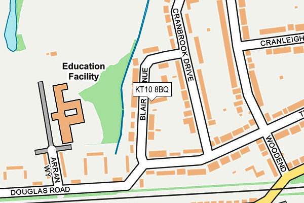 KT10 8BQ map - OS OpenMap – Local (Ordnance Survey)