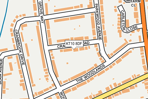 KT10 8DF map - OS OpenMap – Local (Ordnance Survey)