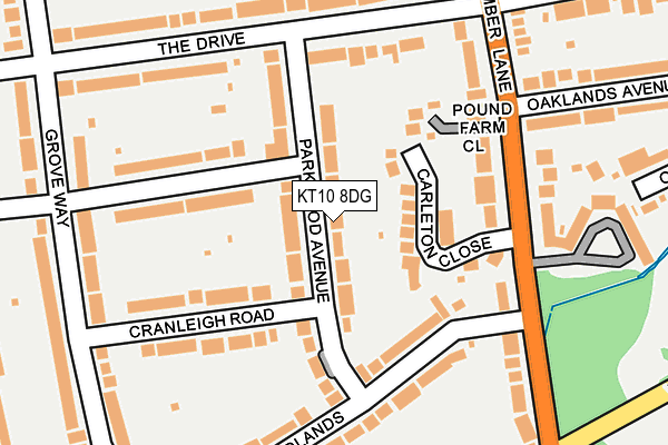 KT10 8DG map - OS OpenMap – Local (Ordnance Survey)
