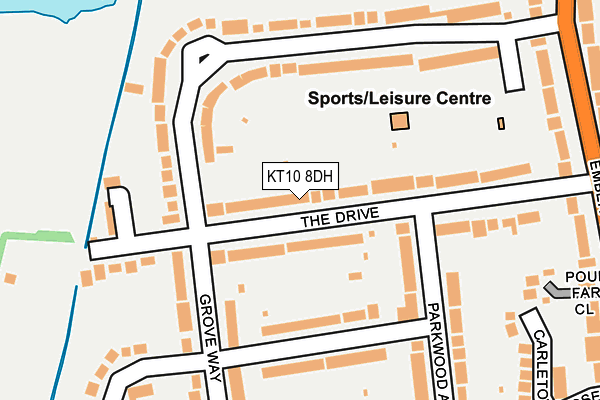 KT10 8DH map - OS OpenMap – Local (Ordnance Survey)