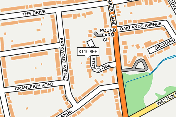 KT10 8EE map - OS OpenMap – Local (Ordnance Survey)