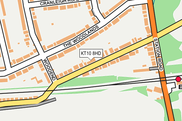 KT10 8HD map - OS OpenMap – Local (Ordnance Survey)