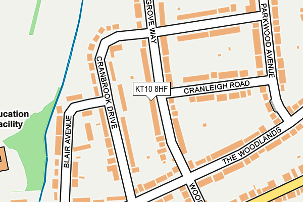 KT10 8HF map - OS OpenMap – Local (Ordnance Survey)