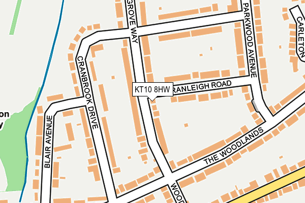 KT10 8HW map - OS OpenMap – Local (Ordnance Survey)