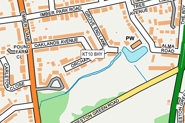 KT10 8HY map - OS OpenMap – Local (Ordnance Survey)