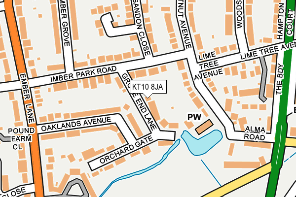 KT10 8JA map - OS OpenMap – Local (Ordnance Survey)