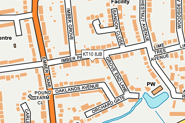 KT10 8JB map - OS OpenMap – Local (Ordnance Survey)