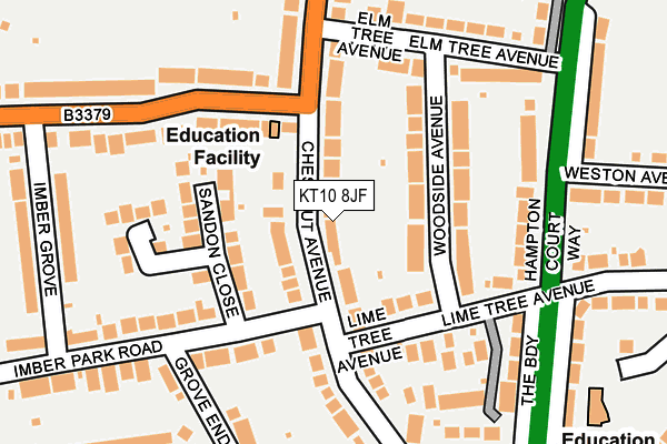 KT10 8JF map - OS OpenMap – Local (Ordnance Survey)