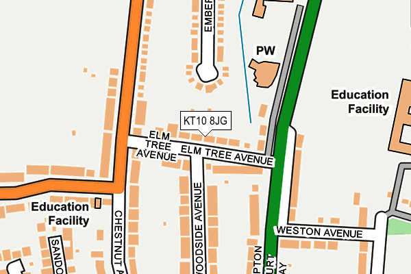 KT10 8JG map - OS OpenMap – Local (Ordnance Survey)