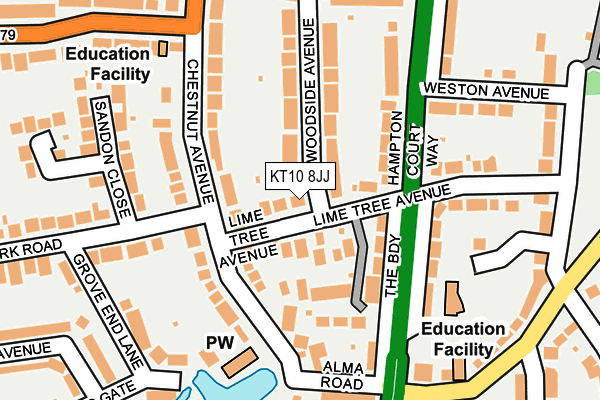 KT10 8JJ map - OS OpenMap – Local (Ordnance Survey)